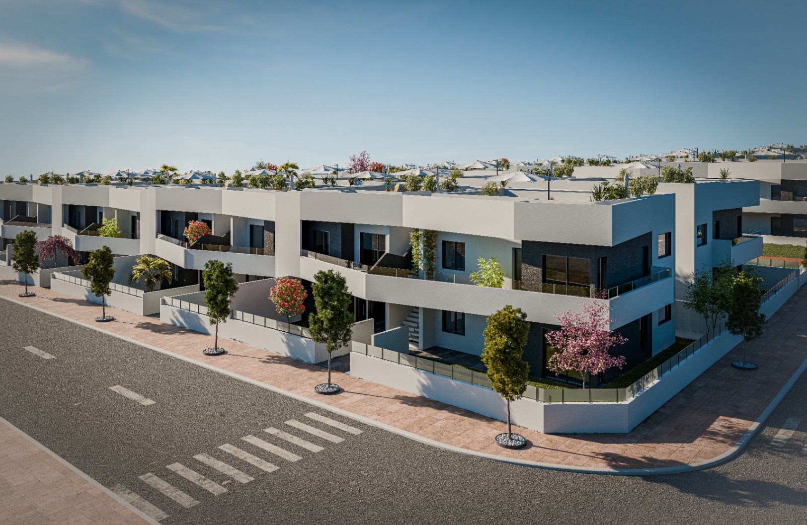Residencial privado compuesto por 156 viviendas adosadas de estilo bungalow. 