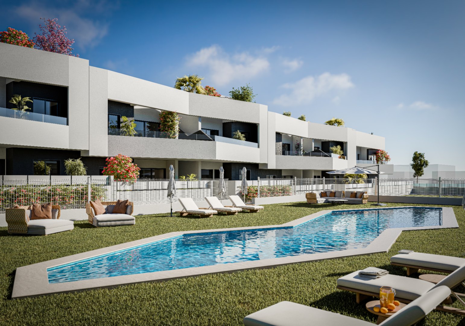 Residencial privado compuesto por 156 viviendas adosadas de estilo bungalow. 