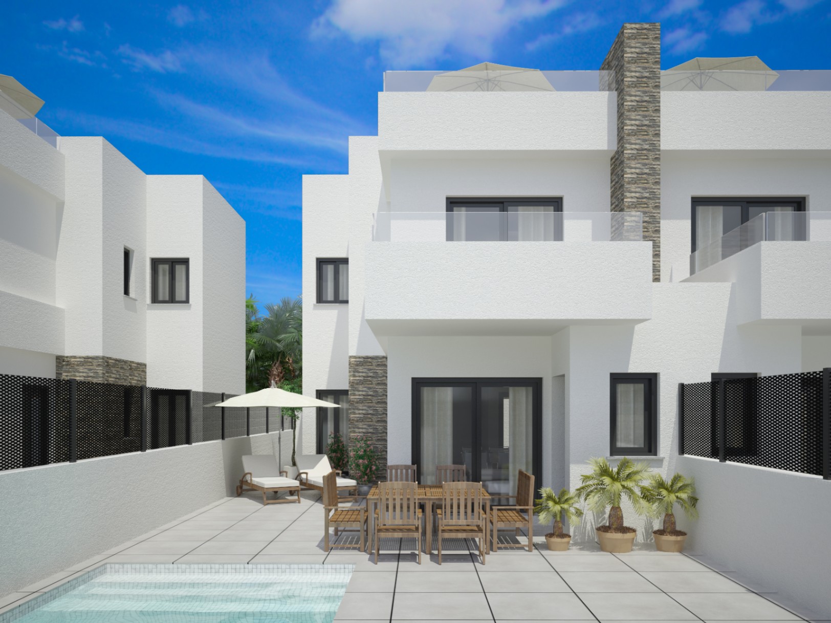 Villa pareada, en dos plantas con 3 dormitorios, 2 baños 