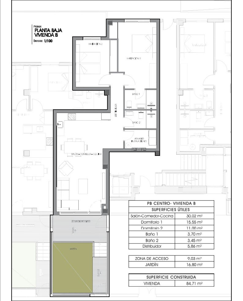 Apartamentos turísticos en Villajoyosa — Inversión en planta baja con jardín privado