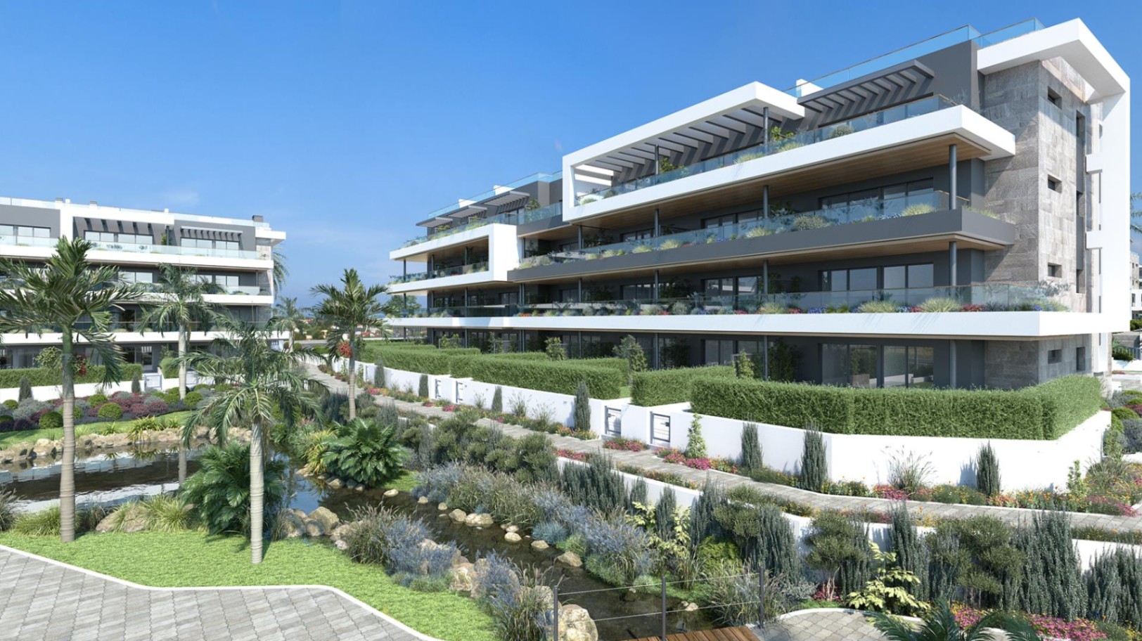 Apartments, bungalows, semi-detached and detached villas with magnificent communal areas in Torrevieja