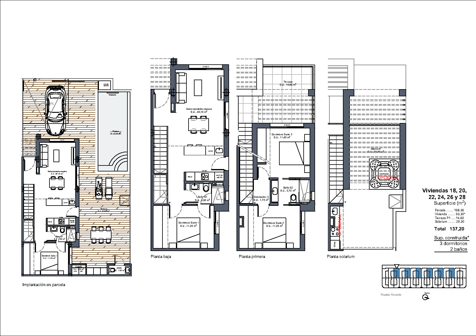 Nuevo complejo  de 28 elegantes casas semi-adosadas en Cuidad Quesada